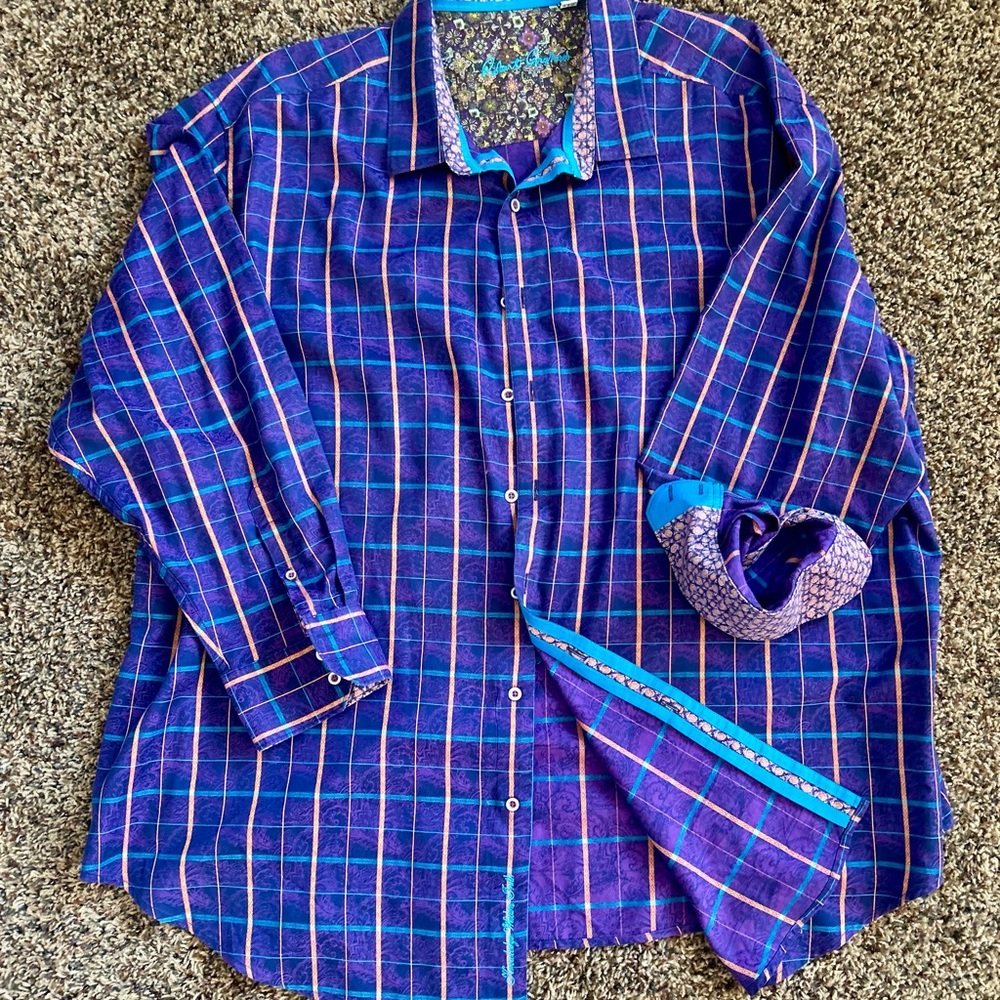 Robert Graham Purple and Blue Checkered Shirt